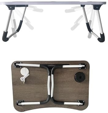 Laptop Bed Table Lap Standing Desk for Sofa Breakfast, Laptop Desk Folding Coffee Tray Notebook Stand Reading Holder for Couch Floor (60 x 40 cm) (Dark Wood)