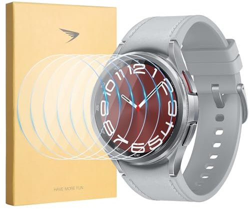 Tuocal 6 Pack Screen Protector Compatible with Samsung Galaxy Watch 6 Classic 43mm, 9H Tempered Glass Hardness Resistant Anti-Scratch for Samsung Galaxy Watch 6 Classic 43mm Smartwatch