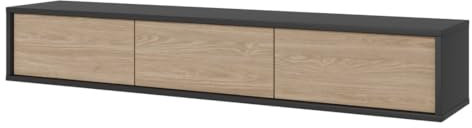 PRICE FACTORY just for you Meuble TV 180cm Collection MAANUM. Couleur Gris et chêne Clair.