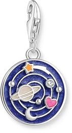 THOMAS SABO 2 Charm-Anhänger Galaxie mit bunter Kaltemaille Silber geschwärzt 925 Sterlingsilber, Geschwärzt, Kaltemail 2042-691-7