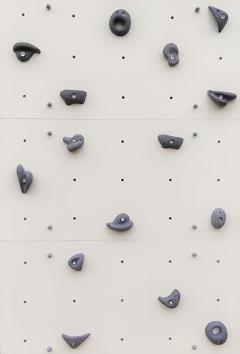 Create for you - Kletterwand für Kinderzimmer - Viereckig - Weiß - Indoor - Heimklettergerüst - Spielplatz - Trainingsgeräte für Zuhause - 3X Wandpaneel 150x100 cm - mit 15 grauen Griffen/Steinen