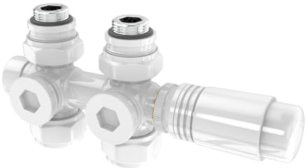 Heilmetz Valvola Termostatica Multiblock per Radiatore con Attacco Centrale, Adatta a Valvole Diritte e a Gomito, Tubo da 16mm, Filettatura G1/2, Colore Bianco