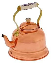 Teiera in rame, Bollitore in rame - con manico in porcellana, 1,5L