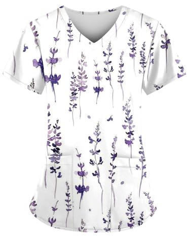 Saymany Kasack Damen, Größen Große Kasak Damen Arbeitskittel Damen Damen Shirt Kasack Damen Pflege Günstig, Kasacks Damen Pflege Große Größen Kasacks Damen Pflege Große Größen(1-Purple,L