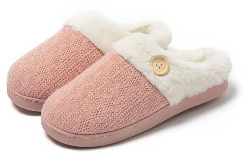 JOMIX Pantofole Donna Invernali Pelose Ciabatte Ragazze con Pelo Calde Imbottite Memory From Comode Morbide da Casa MD9606 Rosa, 38