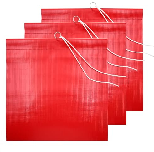 3 Stück Rote Fahne überlänge Rote Warnflagge 30 x 30 cm Warnfahne Rote mit Seil Wetterfes Warnflaggen Rote Fahne für Warntafel überhängende Lasten Fahrradträger Auto