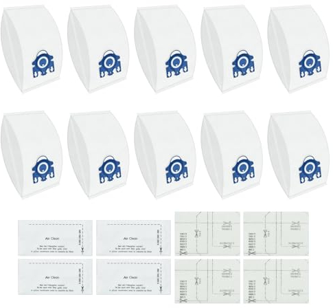 DLAIMI 10 pezzi sacchetti per aspirapolvere compatibili con GN con filtri di protezione del motore e filtri AirClean, 3D Efficiency GN Complete C3/C2, Classic C1, S400i-S456i, S8, S5, S2 Series