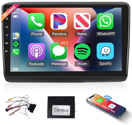 Podofo Carplay Autoradio für FIAT Ducato 2006-2022/Citroën Jumper II/Peugeot Boxer II, 9 Touchscreen Autoradio 2G+64G mit Carplay Android Auto, Bluetooth/GPS/WiFi/FM/RDS/SWC/HiFi/USB+Rückfahrkamera