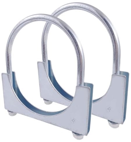 2 Pcs Heavy Duty Exhaust U Clamps Ø52-102 mm Saddle Style Muffler U-Bolt Clamp, Stainless Steel