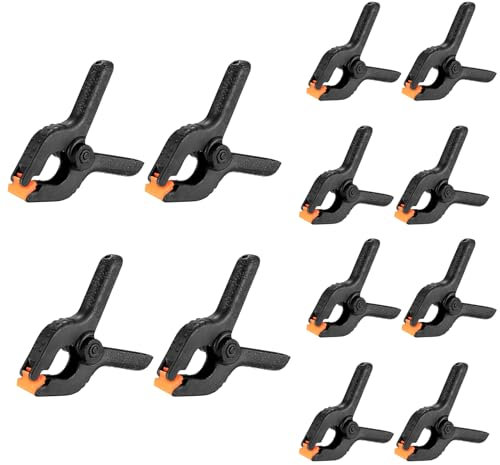 12 Pcs Spring Clamps, 6 inch/4 Inch Heavy Duty Nylon Spring Clips, Plastic Grip Spring Clips Clamps, Woodworking Tension Clamps for DIY Projects, Photo Studios, Photo Background, 4 Pcs 6+8 Pcs 4