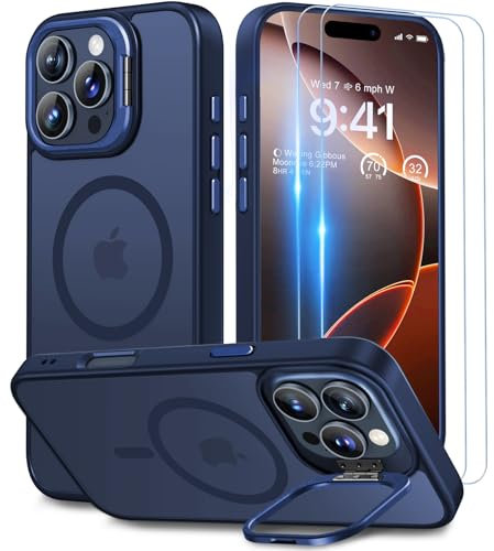 Beeasy for iPhone 16 Pro Max Case MagSafe Phone Case with 2 Screen Protectors and Stand, Military Shockproof Protective Slim Cover, Case for iPhone 16 Pro Max 6.9 Inch, Translucent Blue