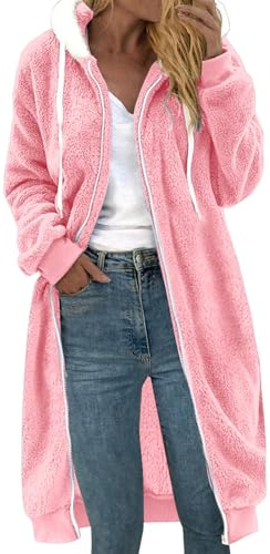 LZPCarra Cappotto Donna Rosa Antico Cardigan Donna Moda Manica Lunga e Tasche Abbottonatura e Cappuccio Giacca Estiva Nero, Colore: rosa., XXXXXL