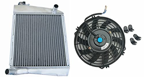 GPI Racing Radiador de aluminio completo de 2 núcleos + ventilador para Austin Rover Mi-ni Cooper 1275 GT MT 1993 1994 1995 1996