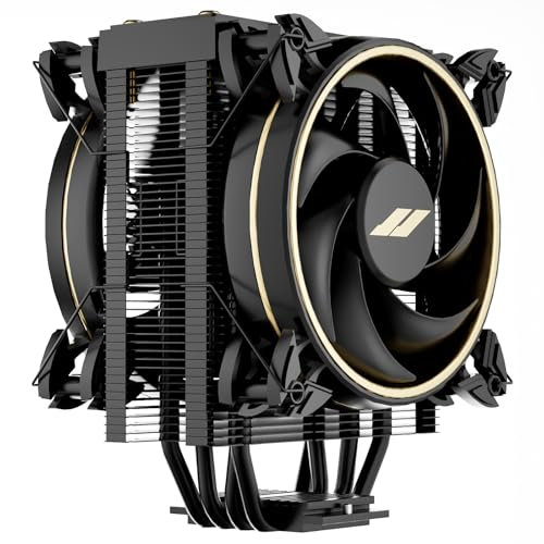 OCPC CPU Cooler, Single-Tower CPU Air Cooler with Dual 120mm PWM Fans, 4 Heatpipes, 800-2000 RPM, for AMD AM4 AM5&Intel 1700/1200/1156 (Black)