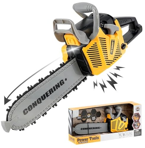 The Magic Toy Shop Toy Chainsaw for Kids Tools - Kids Chainsaw with Light and Sounds - Battery Powered Construction Tool for Boys and Girls - Outdoor Indoor Pretend Play Kids Toys Children Toys