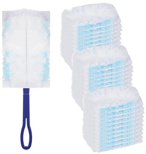 JJZGPP Duster Kit,40 Pcs Recharges de Plumeaux Jetables avec 1 Poignée Plumeau,pour Nettoyer La Poussière, La Saleté, Les Poils ﻿