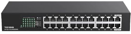 Hookurity Switch Ethernet aziendali Tenda TEG1024D Switch Gigabit Ethernet a 24 Porte Switch di Rete Ethernet 10/100/1000Mpbs Hub Auto MDI/MDIX RJ45(with U.K Insert Head)