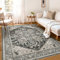 WITSHOCK Teppiche Wohnzimmer 150x200cm: Jahrgang Boho Teppiche Schlafzimmer, Waschbarer Kurzflor-Schlafzimmer Teppich, Rutschfester, für Küche, Flur, Esszimmer-Schwarz
