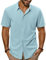 PJ PAUL JONES Mens Shirts Short Sleeve Dress Shirt Casual Shirts Stretch Shirt Business Formal Shirt Mint Green L