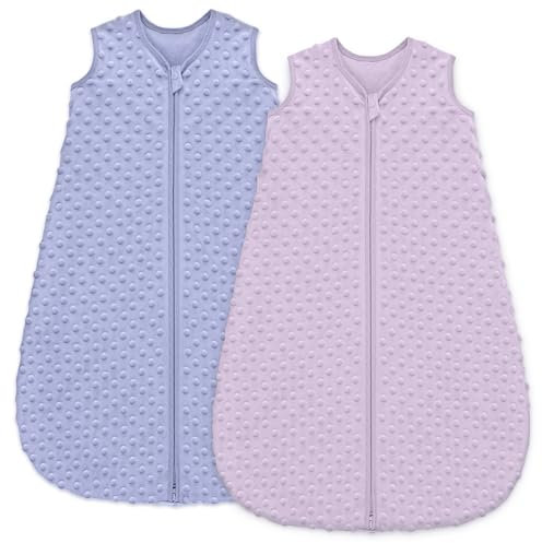 Unnivoll Schlafsack Baby 1.5 Tog Babyschlafsack 0-6 Monate 2er Pack Schlafsack Winter Herbst 67 cm für Jungen Mädchen Neugeborene Taro Lila