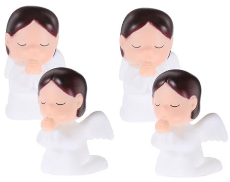 WEKADRIN 4pcs Angel Cake Topper Angel Figurines Fairy Cake Toppers for Girls Birthday Party Decorations