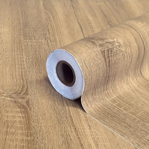 Extra Starke Laminierte Selbstklebende Holzfolie MITTLERE EICHE - Klebefolie Möbelfolie Dekofolie | Türfolie Küchenfolie Schrankfolie Tischfolie | Rollenbreite 45 cm x Wunschmaß in LFM