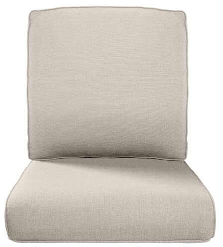 Belord Terrassenmöbelkissen, Terrassenstuhlkissen mit abnehmbaren Bezügen, 1 Paar Outdoor-Kissen, inklusive 1 Rückenkissen und 1 Sitzkissen, Beige, 55,9 x 61 cm