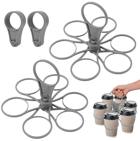 Daryunk 2 Pack Drinks Carrier, Foldable 6-Cup Coffee Carriers, Portable Drink Holder Tray with Handle, Ideal for Festivals, Sports, and Parties