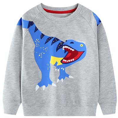 Baogaier Jungen Sweatshirt Dinosaurier Pullover Langarm Jumper 2-7 Jahre | Gr.92-122, Rundhalsausschnitt, Leichter, Atmungsaktiv, Casual Oberteil, Frühling Herbst, Schule Alltag, Kleinkind Kleidung