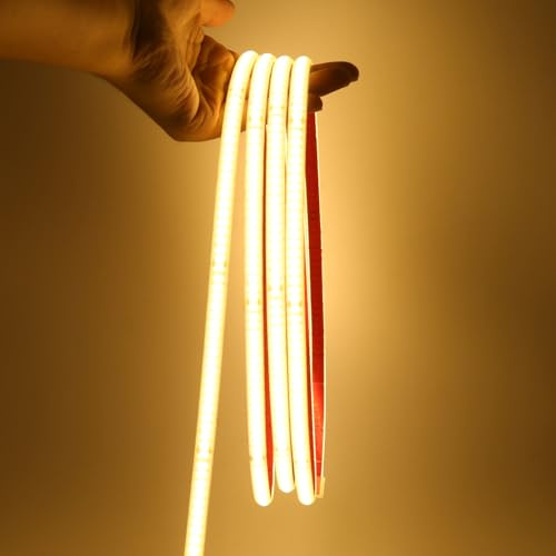 HEGEHE 230V COB LED Strip 1M, Warmweiß Superhell Hohe Dichte 240 LEDs/m Silikon Wasserdicht IP65 COB LED Streifen Flex LED Lichtleisten Schlauch, Alle 10cm Schneidbar