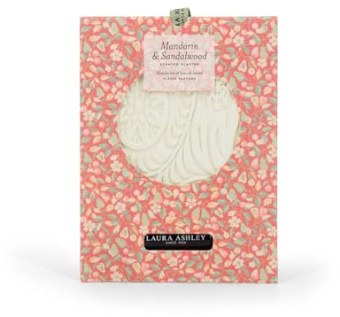 Laura Ashley Duftanhänger & 10ml Duftöl | Wiederverwendbarer Lufterfrischer aus Keramik für Auto, Schrank & Wohnraum | Mandarin & Sandalwood