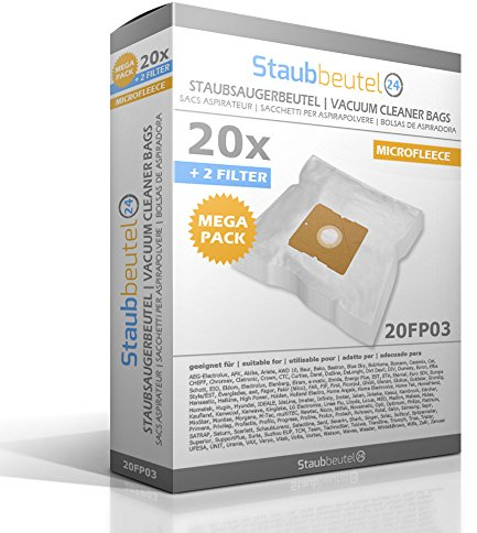 20 Sacs d'aspirateur pour Proline: AS1400, AS1410, AS1410/E, AS1600, AS3500, ASP 160, ASP185,VC1300M, VC1300PP