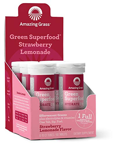 Amazing Grass Fizzy Green Hydration Tablets, Strawberry Lemonade, 60 Count