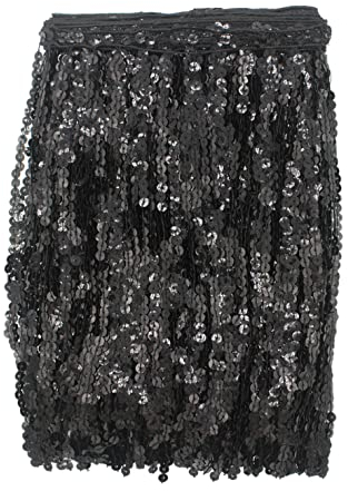 Yalulu 6.5 Yards Länge 30cm Breite Pailletten Quaste Schnittfranse Fransenborte Fransenband Trimmen Kostüm Lateinisches Kleid Garment Apparel Spitzenborte Nähzubehör (Schwarz)