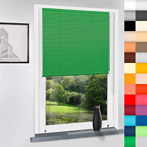 Aluminium Jalousie nach Maß, Endloskette, Kette, Monocomando, Maßanfertigung, für Fenster und Türen, Alu, Fenster, Klemmfix ohne Bohren (Grün, Höhe: 130cm x Breite: 40cm)