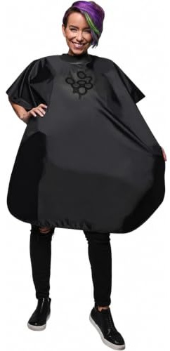 FRAMAR Black Salon Cape – Shampoo Hair Cape, Salon Color Capes, Chemical Capes For Hairstylist, Hair Dressers Drape, Cosmetology Supplies, Barber Supplies - Snap Closure & Rubberized