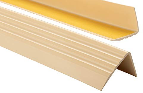 Profilo per bordi scale - Profilo angolare in PVC autoadesivo 50mm x 40mm, Paraspigolo - Strisce antiscivolo per gradini, 90cm, Cremoso