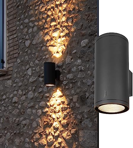 SLV LED Wandlampe ENOLA UP/DOWN L für die Außenbeleuchtung von Wänden, Wegen, Eingängen, LED Strahler, dimmbare Wandleuchte, Gartenlampe, Wegeleuchte / CCT-Switch (3000/4000 Kelvin), 2700/3000 lm, 53W
