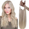 Easyouth Extensions Echthaar mit Draht Haarverlängerung 40 cm 80g Farbe 18/613 Aschblond Mix Gelb Blond Remy Fish Line Draht Extensions Echthaar #18P613