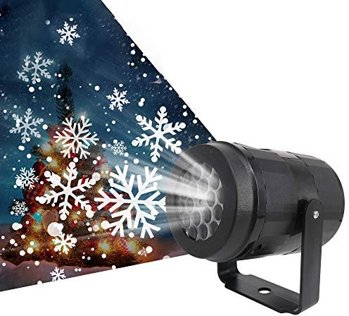 Projecteur LED Flocon de neige de Noël, projection de chute de neige rotative avec télécommande éclairage décoratif extérieur paysage, éclairage décoratif pour Noël vacances fête mariage terrasse