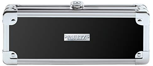 Vaultz Small Lock Box - 8.25 x 3.5 x 2.5 Inch Mini Safe with Key Lock to Store School Supplies, Money and Phone - Black