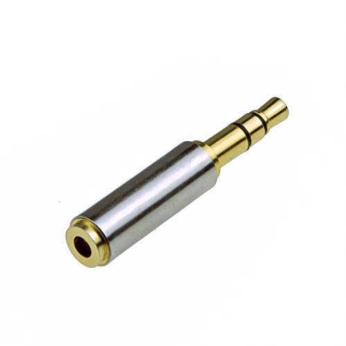 kenable Slimline Metal 2.5mm Stereo Socket to 3.5mm Headphone Jack Plug Adapter Gold