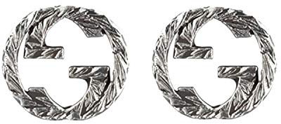 Gucci Damen Ohrringe GG in Sterling Silber aus der Interlocking G Collection, Größe: 10 mm, YBD45710900100U