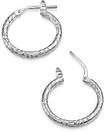 Amberta Italienische 925 Sterling Silber Ohrringe für Frauen | Silber verdrehte Creolen | Verdrehte Seil Hoop Ohrringe | Silber Runde Hoop Ohrringe für Frauen, Sterling Silber