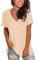 Camisetas para Mujer Camisetas básicas de Manga Corta con Cuello en V y Top Ligero para Adolescentes Apricot XL
