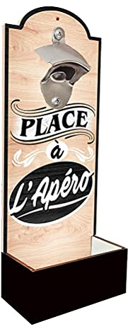 STC Décapsuleur Mural Place A L'APERO en Bois 30cm