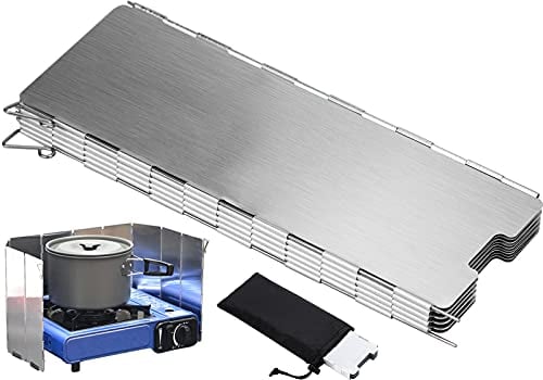 Winfred Aluminium Windschutz für Gaskocher/Campingkocher mit 10 Lamellen, Leichter Faltbarer Windscreen für Outdoor, Öfen, Campingkochern, Gaskochern