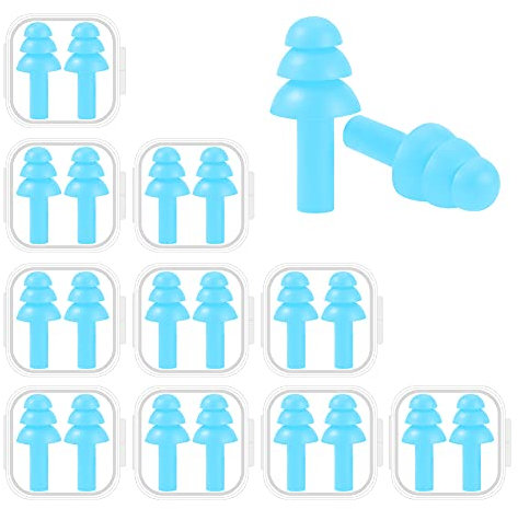 10 Paar Ohrstöpsel mit Geräuschunterdrückung, Premium Weiches Silikon, wiederverwendbar, wasserdicht, hypoallergen, Ohrstöpsel zum Schwimmen, Flugzeug, Konzert, Schießen, Reisen, Schlafen & Schnarchen