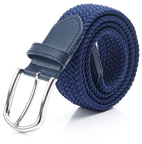 DWOY Elastischer Stoffgürtel Geflochtener Gürtel für Damen und Herren (Navy Blau, 115)