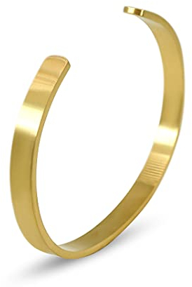 Sprezzi Fashion Armreif Männer aus Edelstahl matt Metall Armband massiv größenverstellbar | Männerschmuck aus Deutschland mit Geschenkbox (Gold)